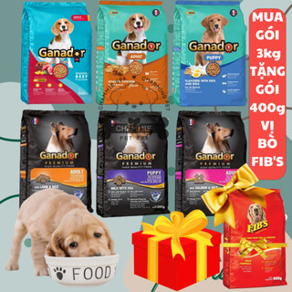 [ 3KG TẶNG 400g ] - Thức Ăn Cho Chó hạt Ganador nhiều vị