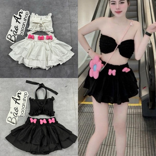 Sét áo ống dây cột nhiều kiểu và chân váy 2 tầng kèm nơ