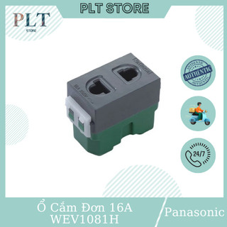 Ổ cắm đơn 2 chấu 16a màu đen panasonic dòng wide wev1081h