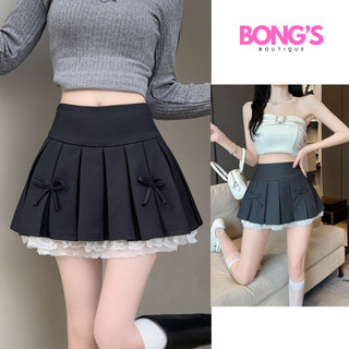  Chân váy xếp ly đính nơ ren 2 tầng váy nữ cạp cao chữ A mini thiết kế hàn quốc lolita tennis trendy hè 2024 CV-15B 