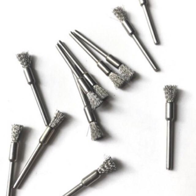 chổi bút thép/đồng /cước ni lông đánh gỉ 5mm cán 3mm