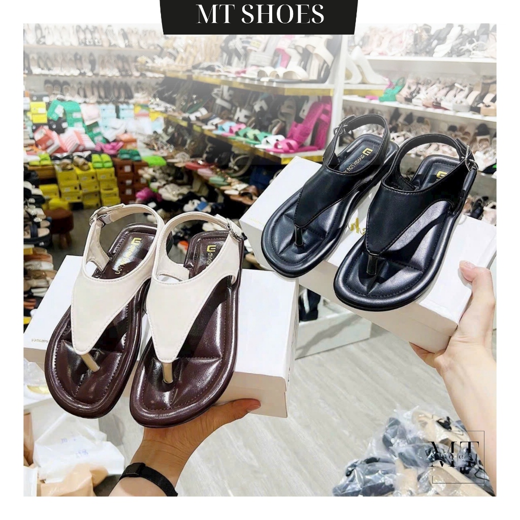Giày sandal đế bệt quai kẹp tam giác thời trang mặt lót mềm êm kèm ảnh thật MT Shoes SD014