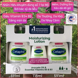 ❤️ [Q.3] Set 3 lọ Sữa Dưỡng Ẩm Mặt Cơ thể Cetaphil Moisturizing Lotion Face Body 1.3 Lít Mỹ da mềm mịn sáng khỏe Hỏa Tốc