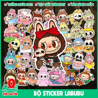 Combo 100 sticker QUÁI VẬT THỎ labubu monster nhiều răng dễ thương hình dán decal đồ chơi cho bé