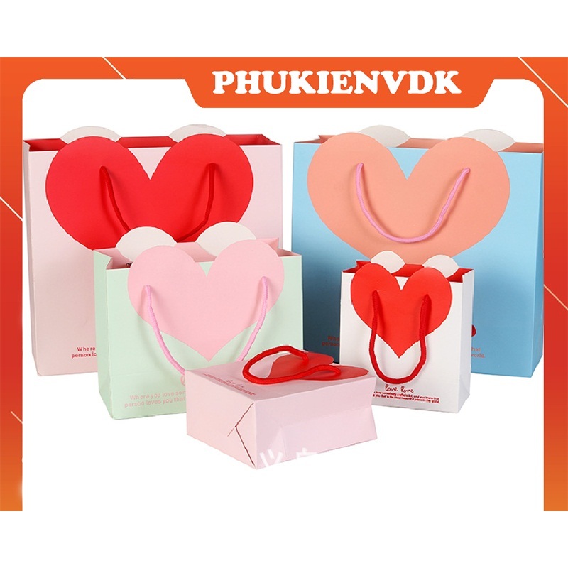 Túi Quà Tặng Tình Yêu Túi Giấy Cứng Đựng Quà Hình Trái Tim Độc Đáo Cao Cấp Z90