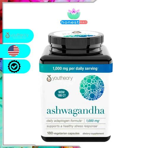 Viên uống nhân sâm Ấn Độ Youtheory Ashwagandha 1000mg 180 viên