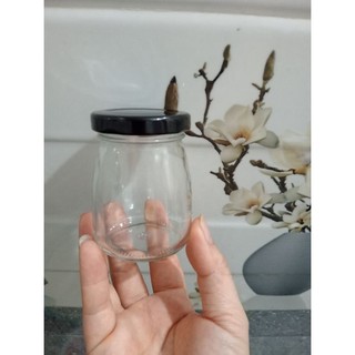 Hũ thủy tinh 100ml . Pudding nắp thiếc màu Đen.