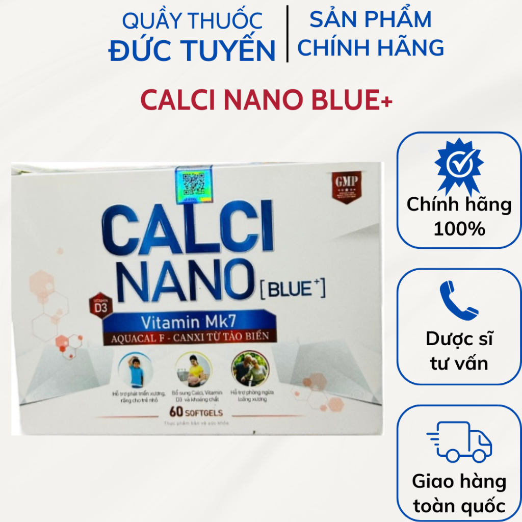 Calci Nano Blue+ Bổ Sung Calci Vitamin D3 Và Khoáng Chất cho Phát Triển Xương, Răng