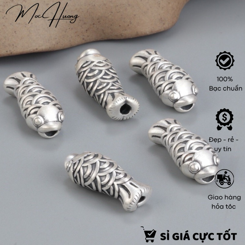 [S925] Charm 3D cá bạc chiêu tài - MH686 MOCHUONG JEWELRY