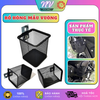 Rổ hông vuông đựng chai nước, đồ tiện lợi, giỏ hông xe máy thép nhúng nhựa chắc chắn gắn xe máy