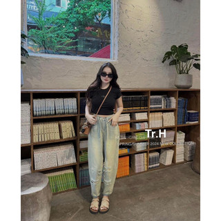 Quần baggy rách buộc dây ha thu hoang #8005