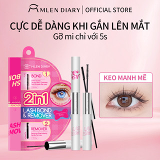 Mlen Diary Keo gắn mi giả kết hợp dung dịch tẩy keo, thiết kế đầu kép tiện lợi 2 in 1