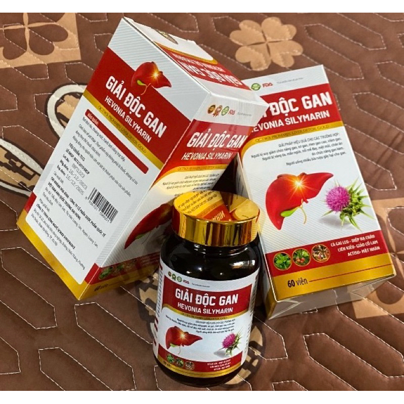 Viên Uống GIẢI ĐỘC GAN - HEVONIA SILYMARIN-CÀ GAI LEO XẠ ĐEN - Giúp làm mát gan, Bảo vệ gan, Hạ men gan - Hộp 60 viên
