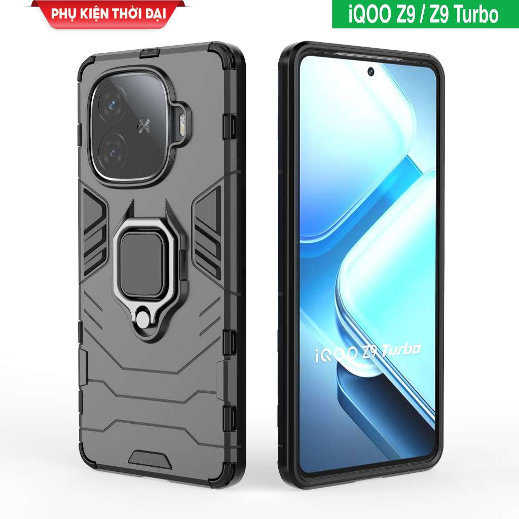 Ốp lưng iQOO Z9 / Z9 Turbo / Z9 Turbo+ iron man iring chống sốc giá đỡ kiêm nhẫn hút ô tô