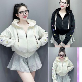 ÁO KHOÁC NỈ  ÁO HOODIE NỮ TAY THÊU MẶT CƯỜI THIẾT KẾ TINH TẾ DÀY MỊN HÀNG MỚI VỀ