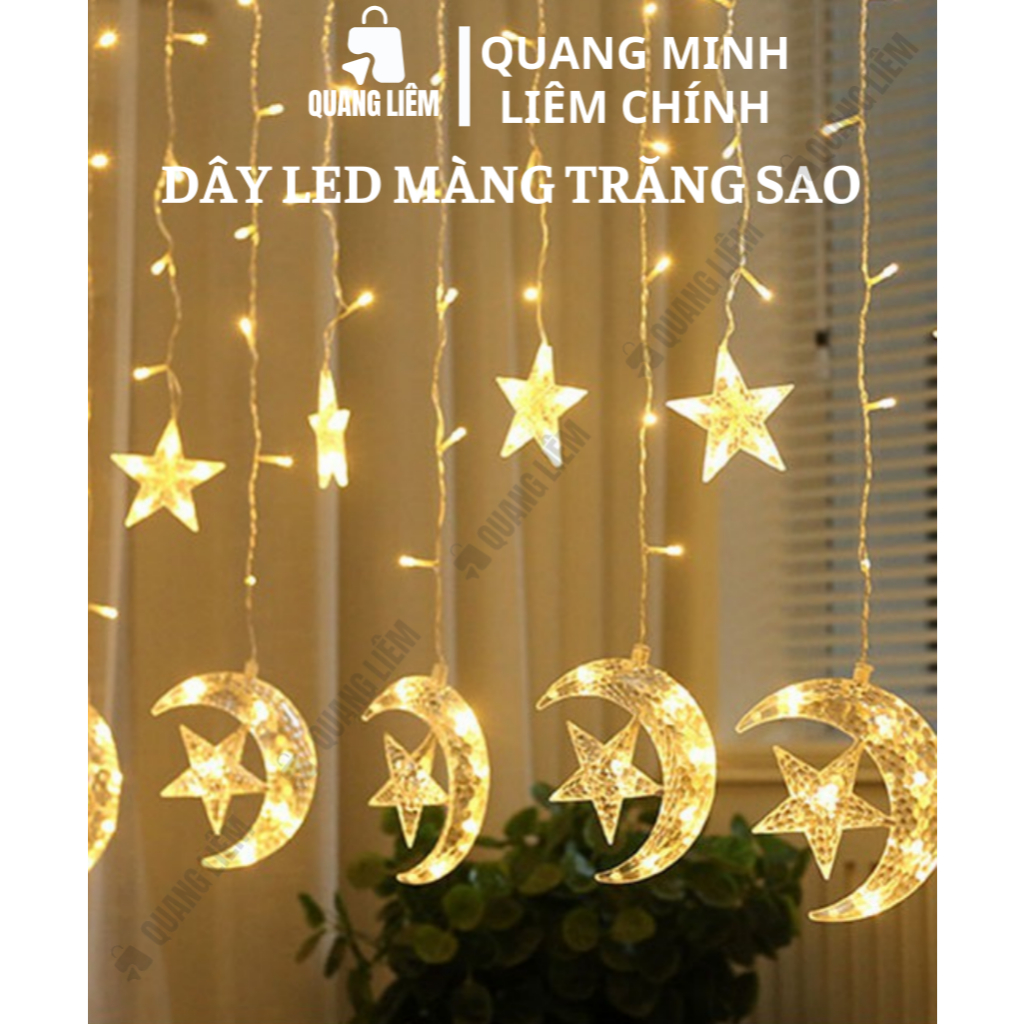 Dây Led Màng Trăng Sao (3 Trăng + 3 Sao) Chớp Tắt