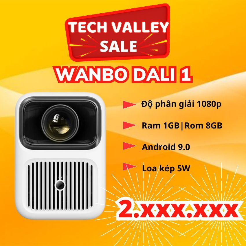 Máy chiếu Wanbo Dali 1 (350 ANSI - Android 9.0 - BT 5.0 - Auto focus) Hàng chính hãng