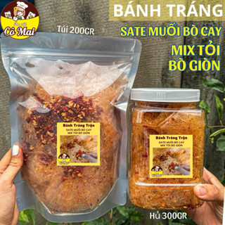 Bánh Tráng Trộn Sate Muối Bò Cay Mix Tỏi Bò Giòn - Ăn Vặt Cô Mai - Snack Food