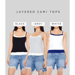 Áo hai dây nữ 2 hai lớp ET.TEE Layered Cami Top, chất vải thun cotton co dãn