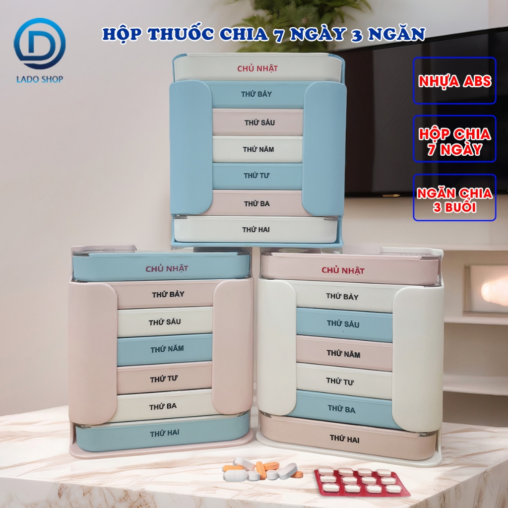 Hộp đựng thuốc chia thuốc 7 ngày 3 buổi LH-2037 nhựa abs cao cấp