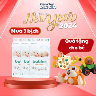  Tã Bỉm Babies Organic size NB76/S66/M56/L50/XL46/XXL40/XXXL38 mỏng, thấm hút 1200ml, đóng đêm