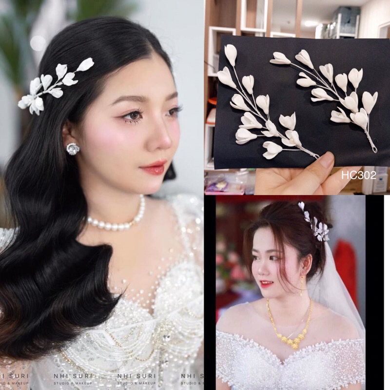 Cài hoa đất, hoa nụ.[HC302] phụ kiện cài tóc cô dâu