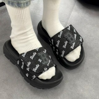 Dép BarBie Phủ Kim Tuyến [TẶNG VỚ]  Quai Ngang Xé Dán Nam Nữ Cá Tính Đế Cao 4 Phân - Form Rộng - Giảm 1 size - trustvnxk