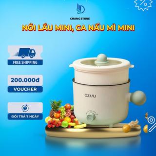 Nồi Lẩu Điện Mini Kèm Giá Hấp Tiện Dụng - Ca Nấu Mì, Nấu Cơm Đa Năng Có Tay Cầm 1,8L