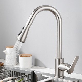 Vòi rửa chén bát nóng lạnh inox 304 dây rút 3 chế độ nước tiện lợi, Bảo hành chính hãng 5 năm - KIEL HOME
