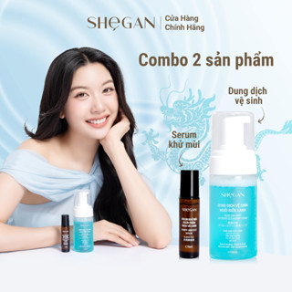 Bộ Đôi Thơm Mát, Tự Tin SHEGAN - Dung Dịch Vệ Sinh Phụ Nữ Muối Biển Xanh, Serum Khử Mùi Ngừa Thâm Nách Và Chân