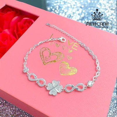 Lắc Tay Vô Cực Cỏ 4 Lá Bạc Ý S925 - Minh Canh Jewelry