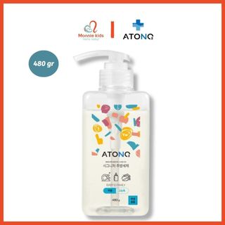 Nước rửa bình sữa thuần chay Atono2 chai 480g cho bé 0m+, túi nước rửa bình không mùi - Monnie Kids