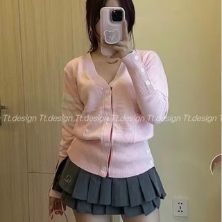 Áo cadigan thom vạch tay áo chất len tăm dày dặn thời trang