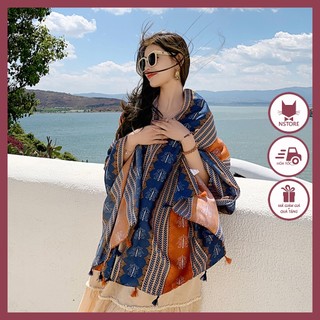 Khăn Choàng Boho Đi Biển, Khăn Quàng Cổ Họa Tiết Thổ Cẩm Mỏng Nhẹ (Nhiều Mẫu)