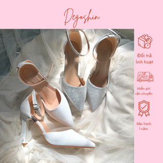 Giày cao gót, giày cưới Bling gót trụ 10p hở eo siêu tôn dáng Degoshin.