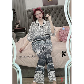 dài cộc pyjama tay dơi lụa latin