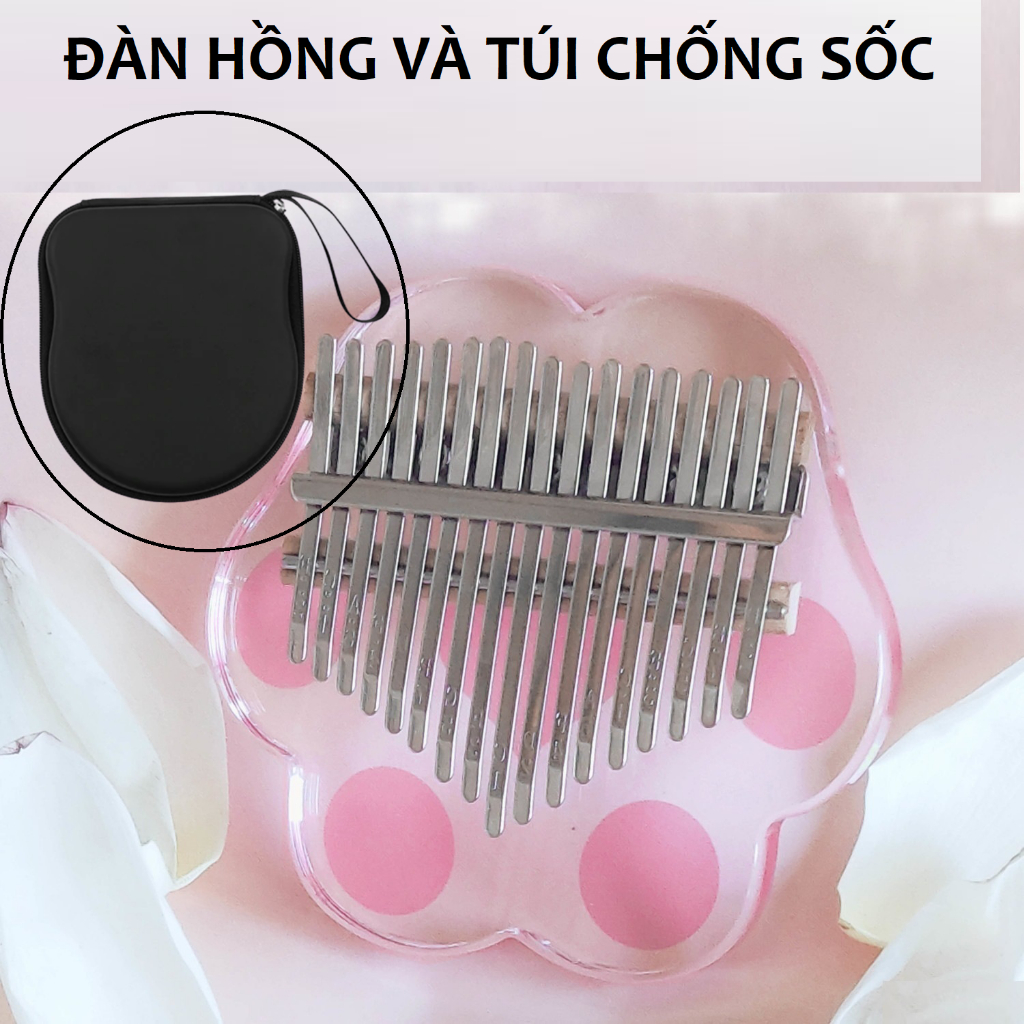 Đàn kalimba màu hồng chibi cute hoạt hình - âm vang hay không tịt nốt Tonic Kalimba