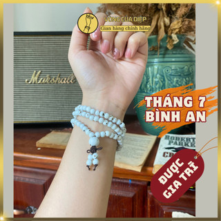 Vòng tay chuỗi hạt gốm sứ bạch liên 108 hạt 6li, chất liệu tự nhiên, nghệ thuật cổ điển - c23