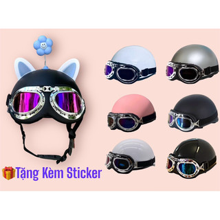 Nón bảo hiểm kính phi công - tặng kèm sticker