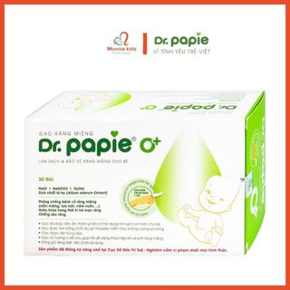 Gạc rơ lưỡi cho bé Dr. Papie hộp 30 cái, tưa lưỡi vệ sinh răng miệng trẻ em - Monnie Kids