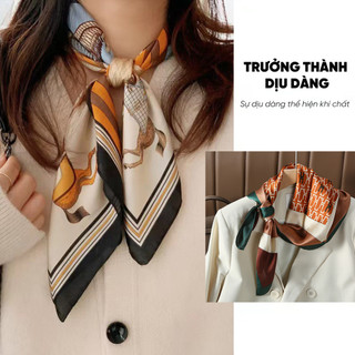 Khăn lụa vuông HUMI khăn bandana đa năng thắt nơ trùm đầu quàng cổ cá tính kích thước 70x70cm