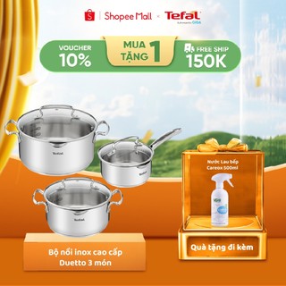 Bộ 3 nồi inox cao cấp tefal duetto plus/g719s674 - quánh 16cm, nồi inox 20cm, nồi inox 24cm