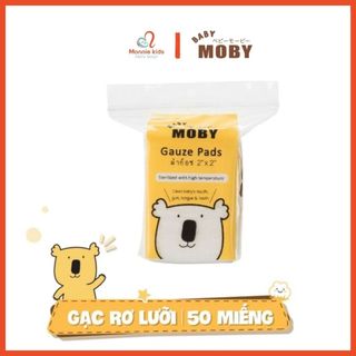 Gạc rơ lưỡi cho bé Moby Baby 50c, tưa lưỡi vệ sinh răng miệng cho trẻ sơ sinh - Monnie Kids