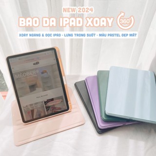 Bao da i pad Xoay Dọc 360 cho i pad Pro 11, Mini 6/7, Air 4/5/6/7, Gen7/8/9/10, Pro M4 - Có khe sạc bút, lưng trong suốt