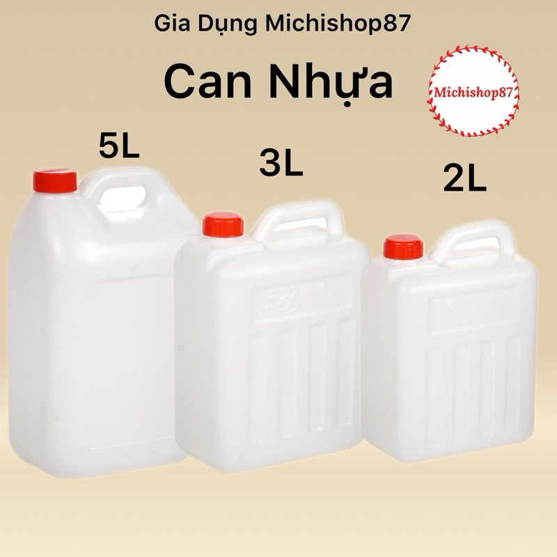 Can nhựa 2 lít, 3 lít, 5 lít Màu Trắng can đựng nước, đựng hóa chất, rượu Việt Nhật