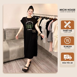 Đầm Thun Suông Michij House Váy Xuông Tay Cánh Dơi Dáng Dài Qua Gối Freesize Bầu Mặc Xinh K157