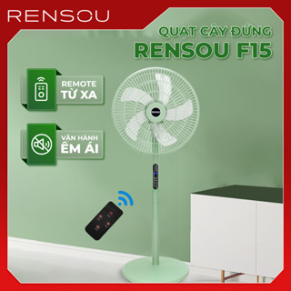 Quạt cây đứng RENSOU có điều khiển từ xa quay 120 độ siêu mát, hoạt động êm ái