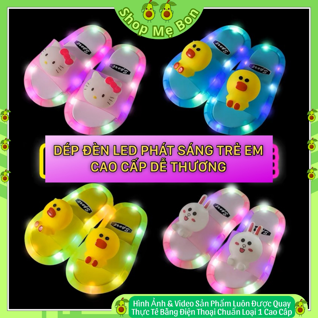 Dép Trẻ Em Đèn Led Phát Sáng Nhấp Nháy Nhiều Hình Dễ Thương Cao Cấp 2024.thay được pin,đế chống trơn