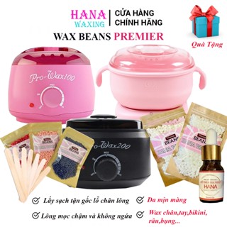 COMBO Nồi Nấu Sáp Wax Lông + Sáp Wax Lông Cao Cấp HANA WAXING, Bát Silicon,Mỡ Trăn,Que Gỗ Phết Sáp.