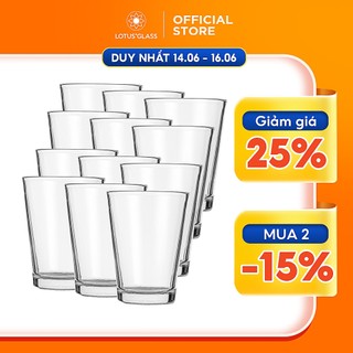 Bộ 12 cốc sữa chua nhỏ thủy tinh LOTUS GLASS VTC160 trong suốt cao cấp, an toàn